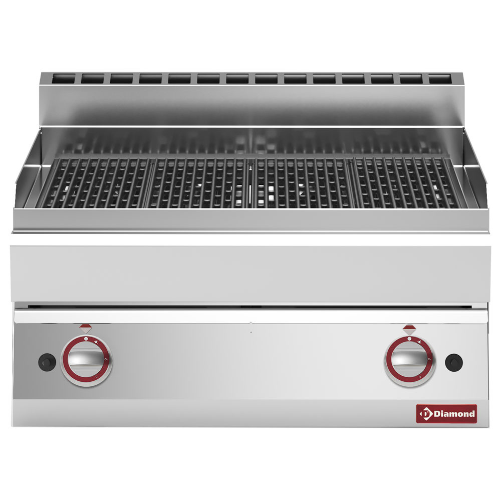 Stoom-grill op gas, met gietijzeren braadrooster -Top- Stoom-grill op gas, met gietijzeren braadrooster -Top-
