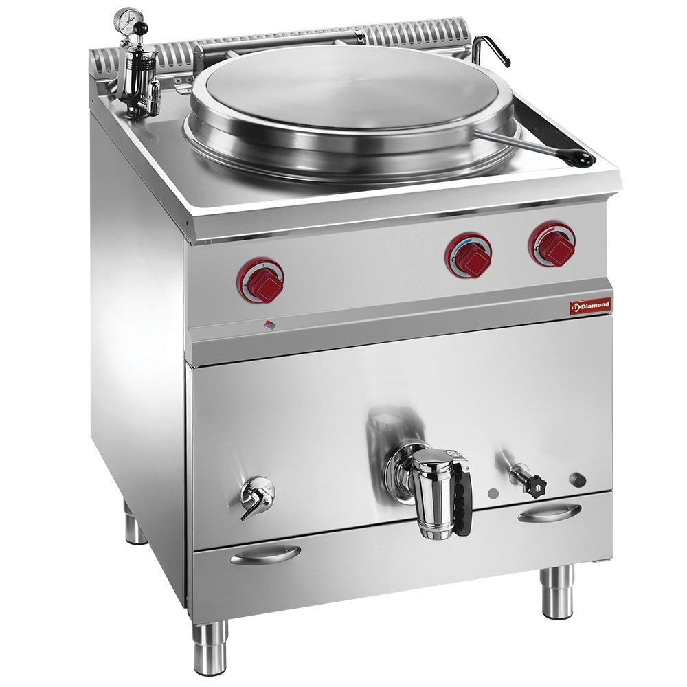 Ronde gas kookketel 50 liter, indirecte verwarming Ronde gas kookketel 50 liter, indirecte verwarming