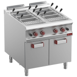 Pastakoker op gas, 2 kuipen, 40 liter, op gesloten kast (zonder manden)