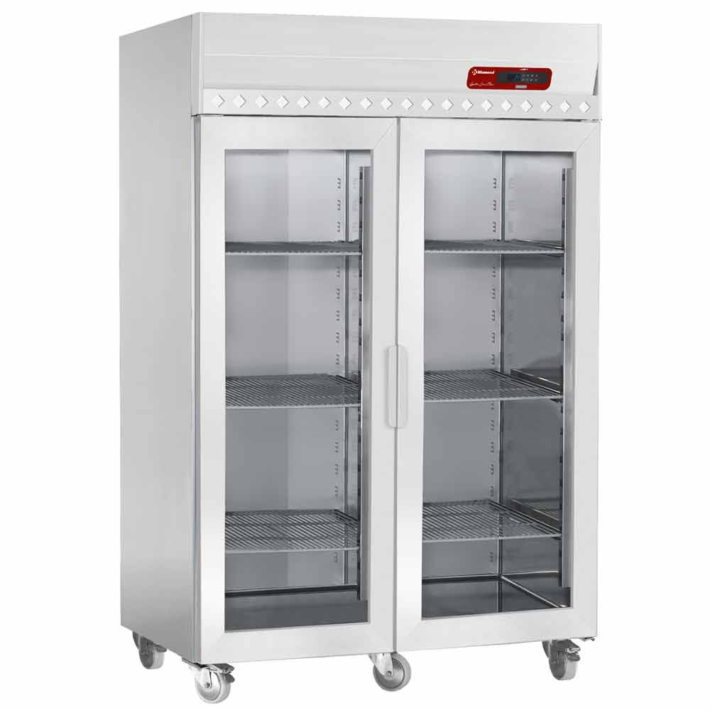 Koelkast geventileerd 1400 liter, 2 glazen deuren GN 2/1, op wielen Koelkast geventileerd 1400 liter, 2 glazen deuren GN 2/1, op wielen