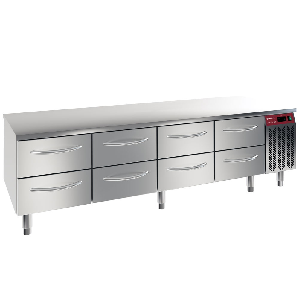 Gekoeld onderste, 8X 1/2 laden GN1/1-h 100 mm Gekoeld onderste, 8X 1/2 laden GN1/1-h 100 mm