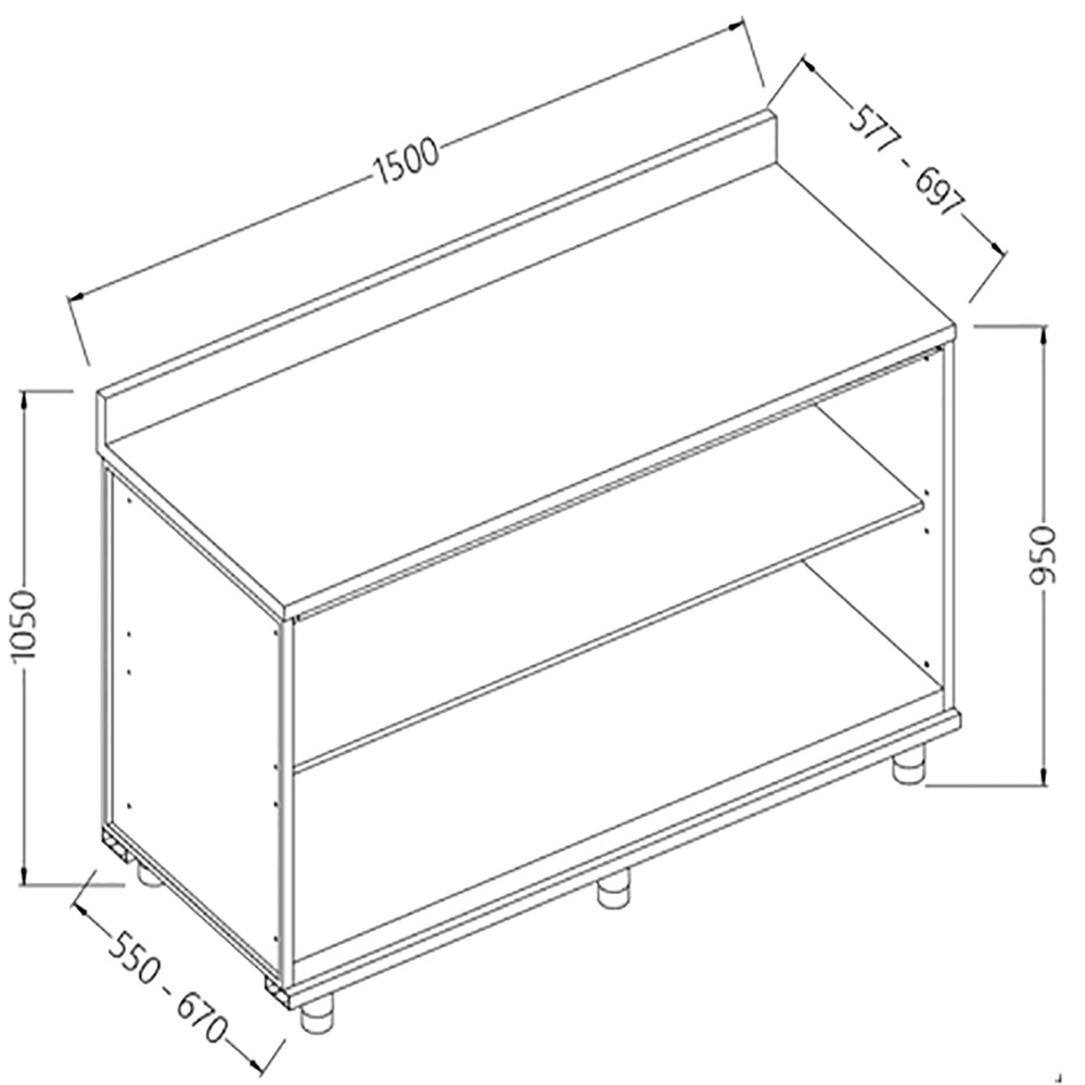 Neutraal achter meubel, opstaande boord Neutraal achter meubel, opstaande boord