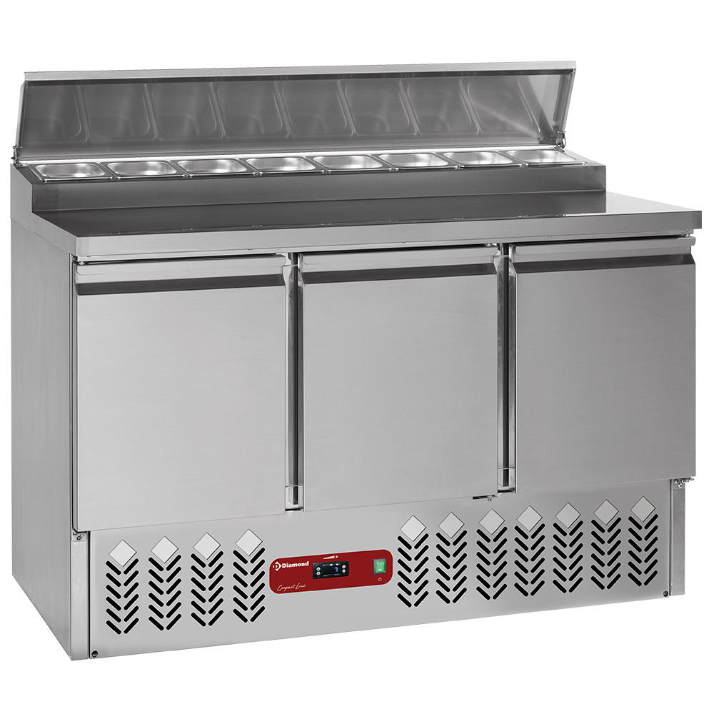 Gekoelde voorbereidingstafel 3 deuren GN 1/1, 340 Lit + koelstructuur 8x GN1/6-150 mm Gekoelde voorbereidingstafel 3 deuren GN 1/1, 340 Lit + koelstructuur 8x GN1/6-150 mm