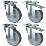 Set 4 zwenkwielen R.V.S., 2 met rem Set 4 zwenkwielen R.V.S., 2 met rem