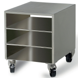 R.V.S. steun kast voor vacuummachine, op wielen, verwijderbaar R.V.S. steun kast voor vacuummachine, op wielen, verwijderbaar