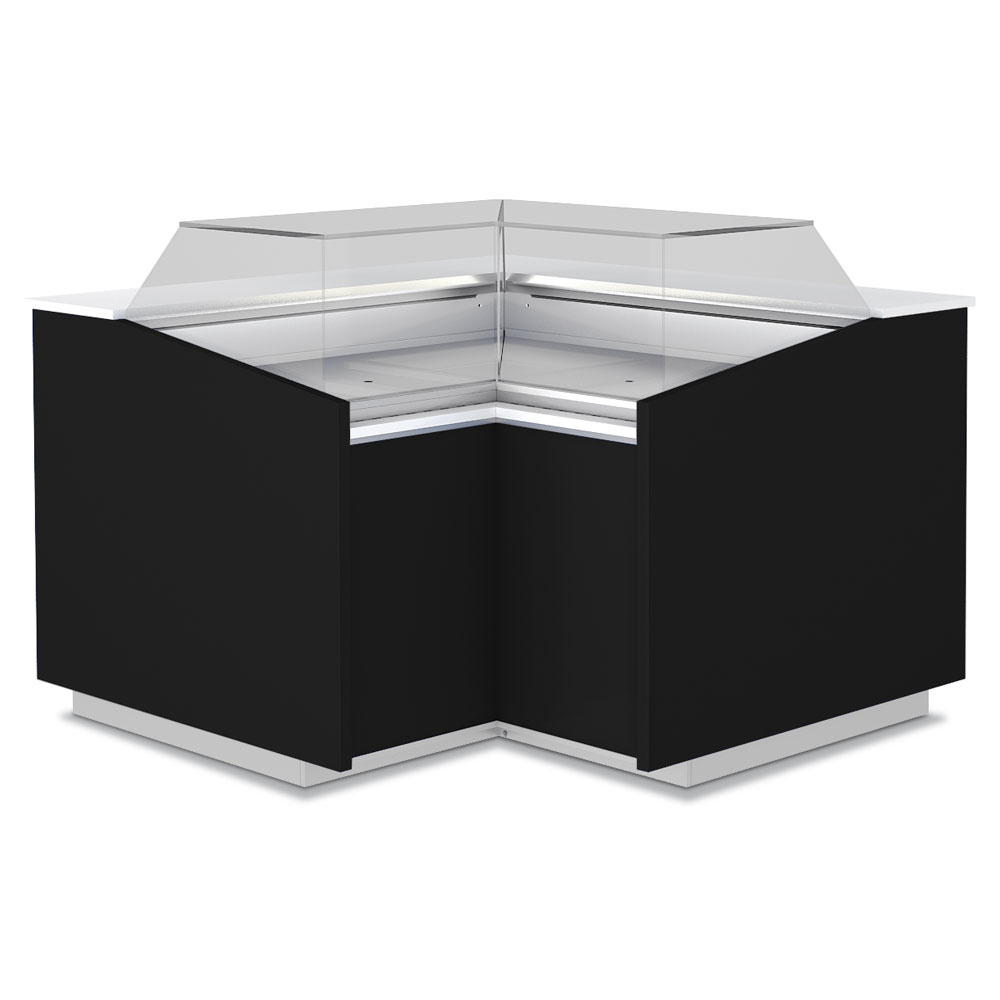 Gesloten hoek 90°, geventileerd, laag glas - ZWART Gesloten hoek 90°, geventileerd, laag glas - ZWART