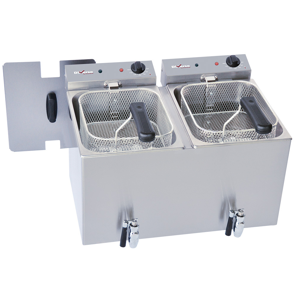 Elektrische friteuse tafelmodel 2x 8 liter + aftapkraan Elektrische friteuse tafelmodel 2x 8 liter + aftapkraan