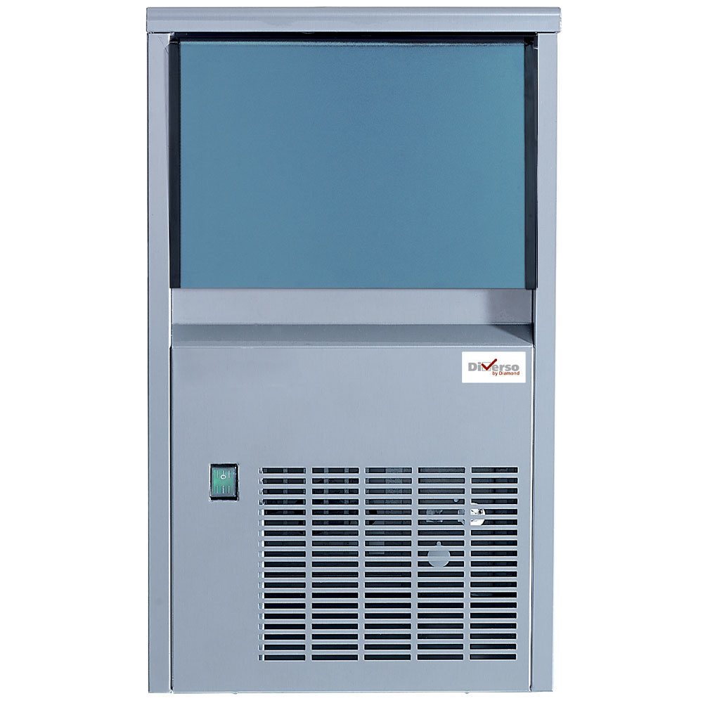 Volle ijsblokjesmachine (14 gr) 24kg/24h met reserve 6 kg roestvrij staal Volle ijsblokjesmachine (14 gr) 24kg/24h met reserve 6 kg roestvrij staal