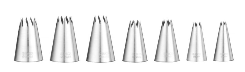 Spuitmondjes gekarteld, HENDI, ø6-8-10-12-14-16-18, 7 st Spuitmondjes gekarteld, HENDI, ø6-8-10-12-14-16-18, 7 st