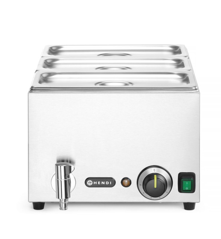 Ranger Set: Bain-marie met afvoerkraan + 3x GN 1/3 en deksel, HENDI, GN 1/1, 230V/1000W, 604x332x(H)242mm Ranger Set: Bain-marie met afvoerkraan + 3x GN 1/3 en deksel, HENDI, GN 1/1, 230V/1000W, 604x332x(H)242mm