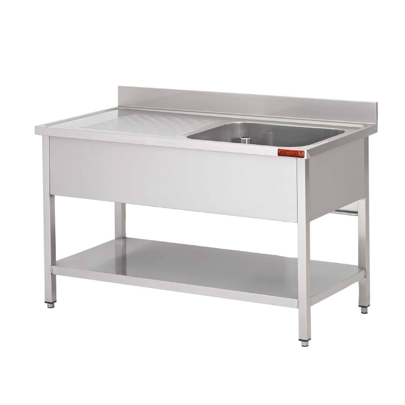 Gastro-M Spoeltafel met onderstel en onderblad mm 1600x 700x850 1 bak 600x500x320 rechts, verlegen links INOX AISI 430 Gastro-M Spoeltafel met onderstel en onderblad mm 1600x 700x850 1 bak 600x500x320 rechts, verlegen links INOX AISI 430