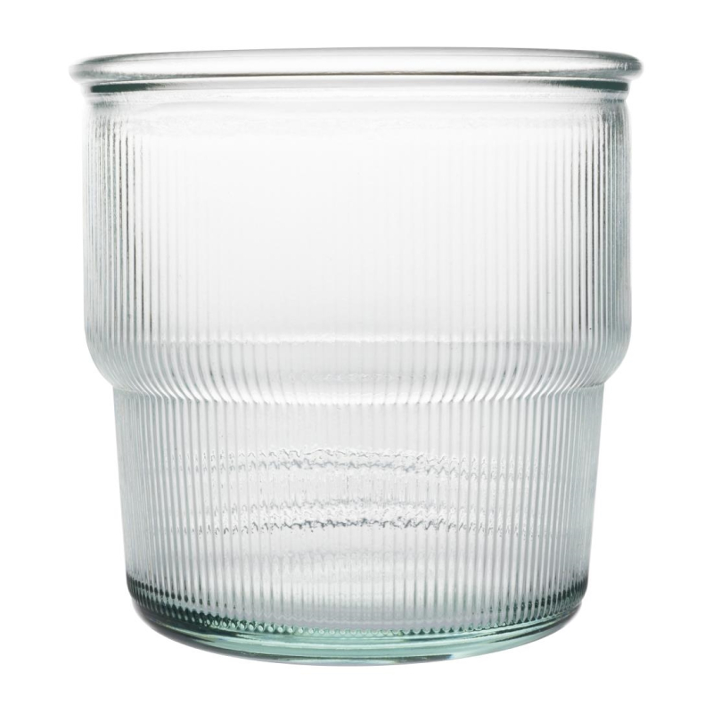 Olympia gerecycled glas geribbelde stapelbare bekers 300 ml (pak van 6) Olympia gerecycled glas geribbelde stapelbare bekers 300 ml (pak van 6)