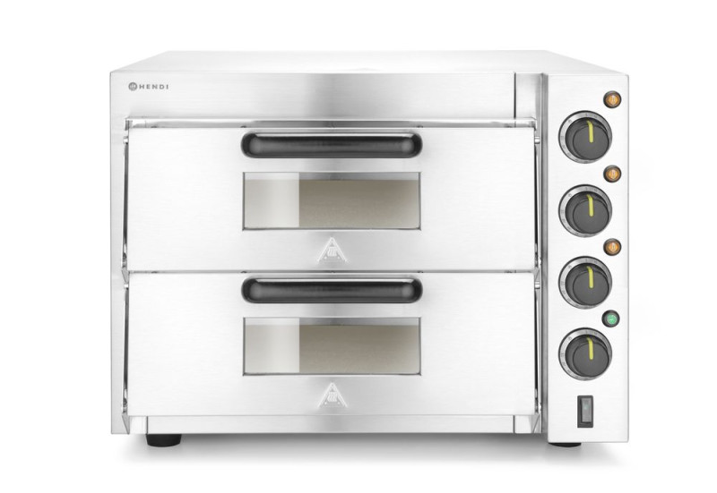 Pizza oven 2 kamers compact, HENDI, Zilver, 230V/3000W, 580x560x(H)435mm Pizza oven 2 kamers compact, HENDI, Zilver, 230V/3000W, 580x560x(H)435mm