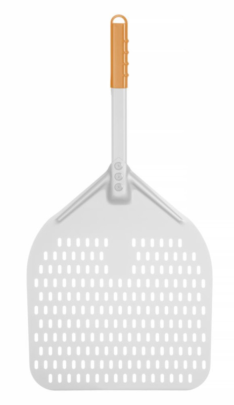 Pizzaschep vierkant geperforeerd met korte handgreep, HENDI, 350x710mm Pizzaschep vierkant geperforeerd met korte handgreep, HENDI, 350x710mm