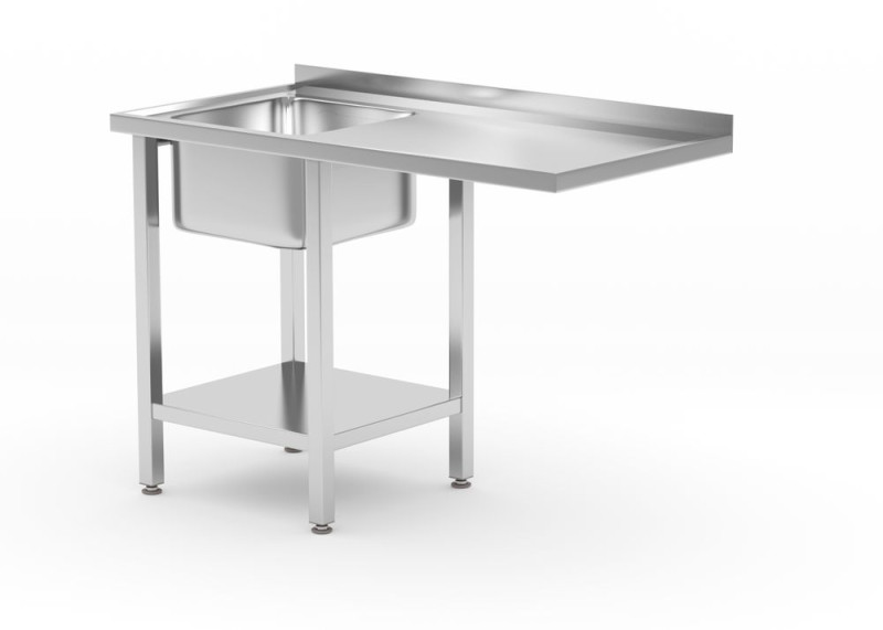 Spoeltafel met plank en ruimte voor onderbouwvaatwasser, HENDI, links, 1200x700x(H)850mm Spoeltafel met plank en ruimte voor onderbouwvaatwasser, HENDI, links, 1200x700x(H)850mm