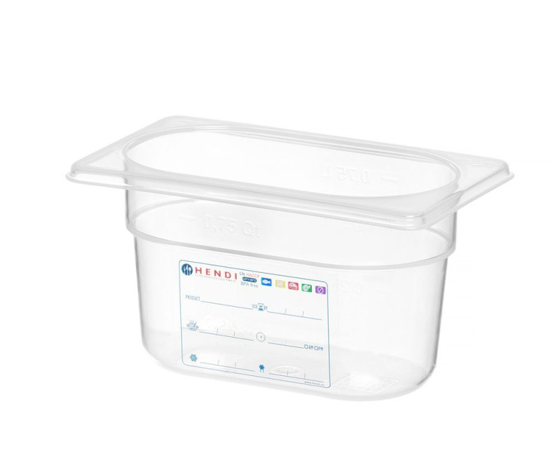 Container GN 1/9, HENDI, GN 1/9, 0,6L, Transparant, 176x108x(H)65mm Container GN 1/9, HENDI, GN 1/9, 0,6L, Transparant, 176x108x(H)65mm