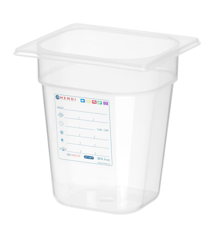 Container GN 1/6, HENDI, GN 1/6, 2,4L, Transparant, 176x162x(H)150mm Container GN 1/6, HENDI, GN 1/6, 2,4L, Transparant, 176x162x(H)150mm