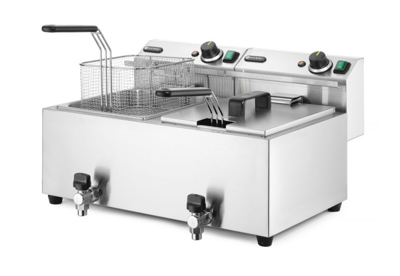 Friteuse Profi Line met aftapkraan - 2 x 8 l, HENDI, Profi Line, 16L, 230V/7000W, 610x515x(H)369mm Friteuse Profi Line met aftapkraan - 2 x 8 l, HENDI, Profi Line, 16L, 230V/7000W, 610x515x(H)369mm