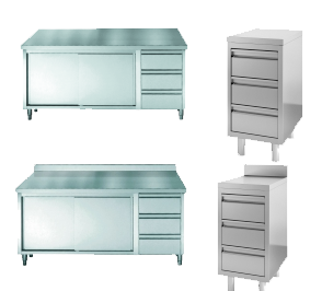 Met schuifdeuren en laden